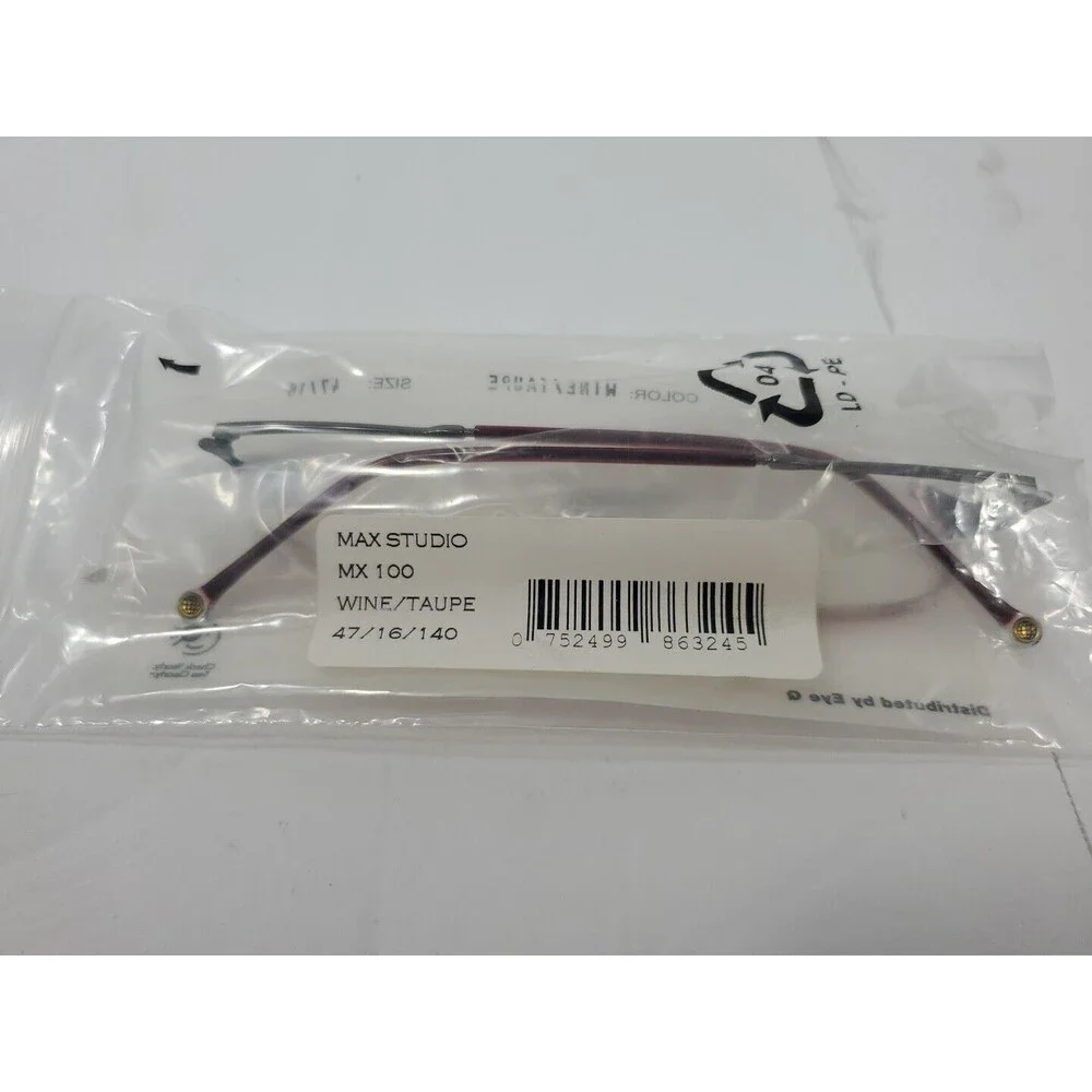New Max Studio By Eye Q  MX100 EYEGLASSES FRAMES WINE and  TAUPE  47 16 140 Rect